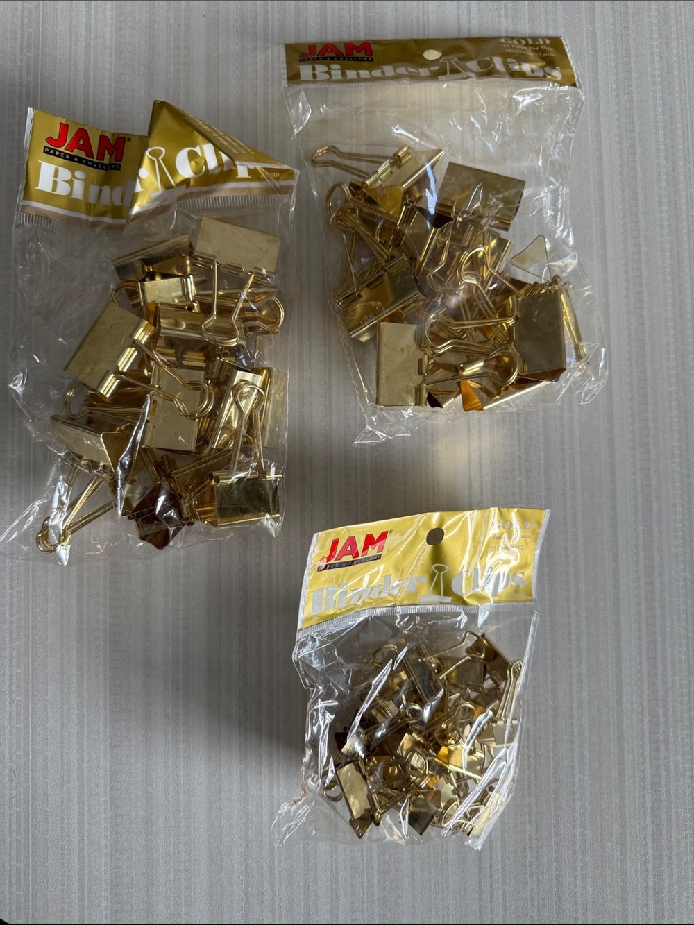 📎 🆕 JAM Paper Gold Binder Clips Bundle - Medium and Small✨📚